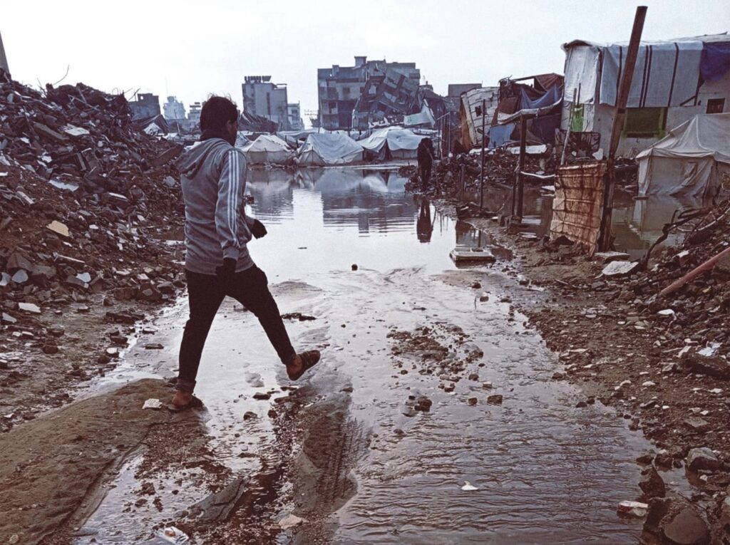 Flooded tents in Jabalia, Gaza, December 2025