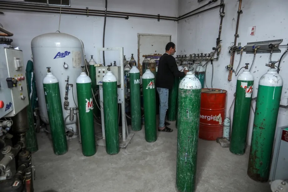 The oxygen production and filling center of Nasser Hospital in Khan Younis, Gaza, Palestine on May 6, 2026. 