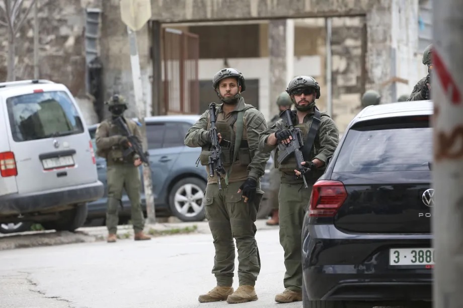 Israeli soldiers conduct a raid in the northern West Bank city of Nablus, West Bank, Palestine on April 12, 2026. 