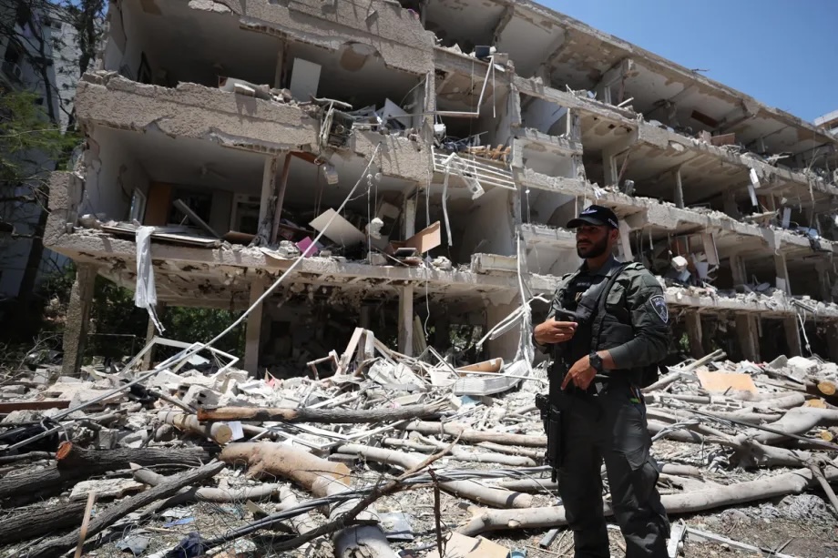One of the sites inside Israel where a missile from Iran landed in retaliation for Israeli attacks, on June 22, 2025. 