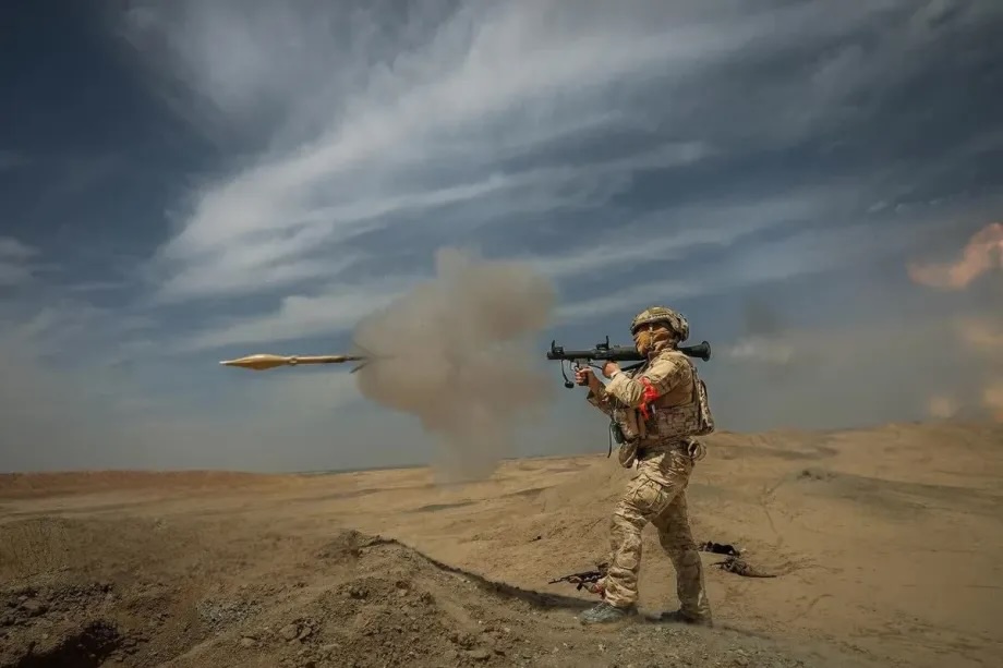 Members of the Islamic Revolutionary Guard Corps (IRGC) participate in a military exercise aimed at “increasing combat capabilities” in Tehran province, Iran, on May 12, 2026.