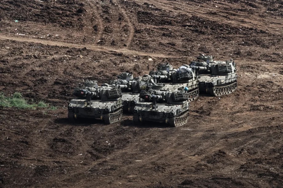Movement of Israeli military vehicles and tanks is observed around the village of al-Aadaissah near the Lebanon-Israel border in May 13, 2026.
