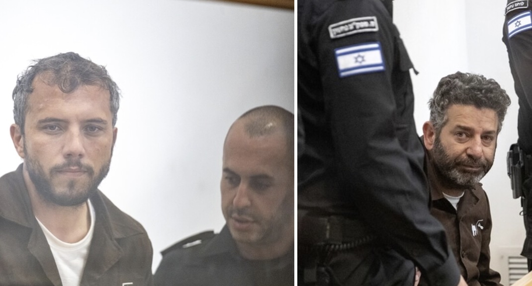 Global Sumud Flotilla activists, Brazilian national Thiago Avila (C) and Spanish national of Palestinian origin Saif Abu Keshek appear before the court in Beersheba, Israel on May 06, 2026.
