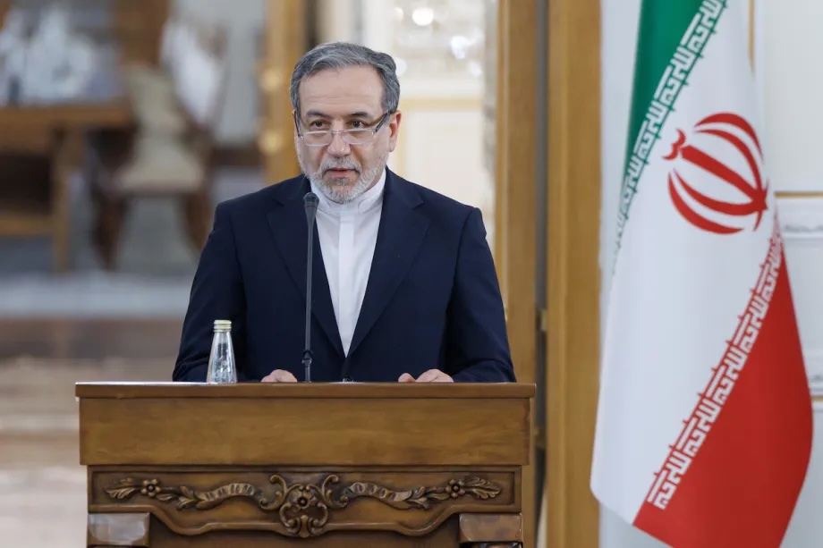 Iranian Foreign Minister Abbas Araghchi gives a speech in Tehran, Iran on November 30, 2025.