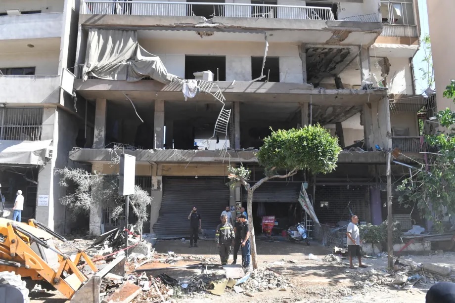 Debris and heavily damaged buildings are seen following an Israeli airstrike on the Dahieh district in Beirut, Lebanon on June 14, 2026.