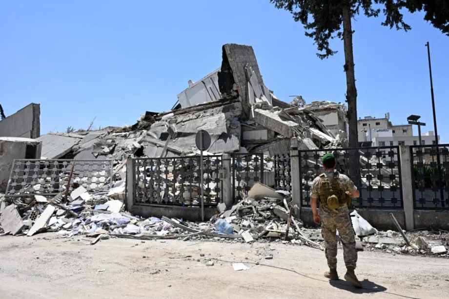 Security forces take extensive measures after Israeli airstrikes hit the city of Nabatieh, in southern Lebanon on June 21, 2026.