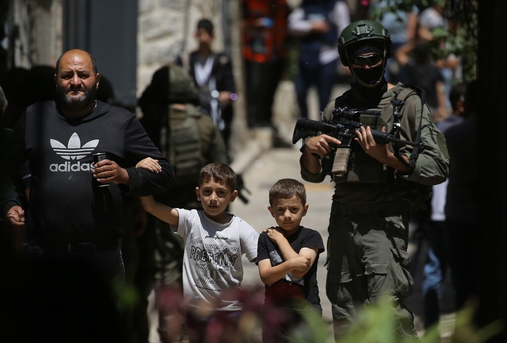 Israeli soldiers conduct a raid in the Old City area of Nablus in West Bank on June 23, 2026. Israeli forces imposed extensive security measures during the operation and restricted the movement of Palestinians in the area.