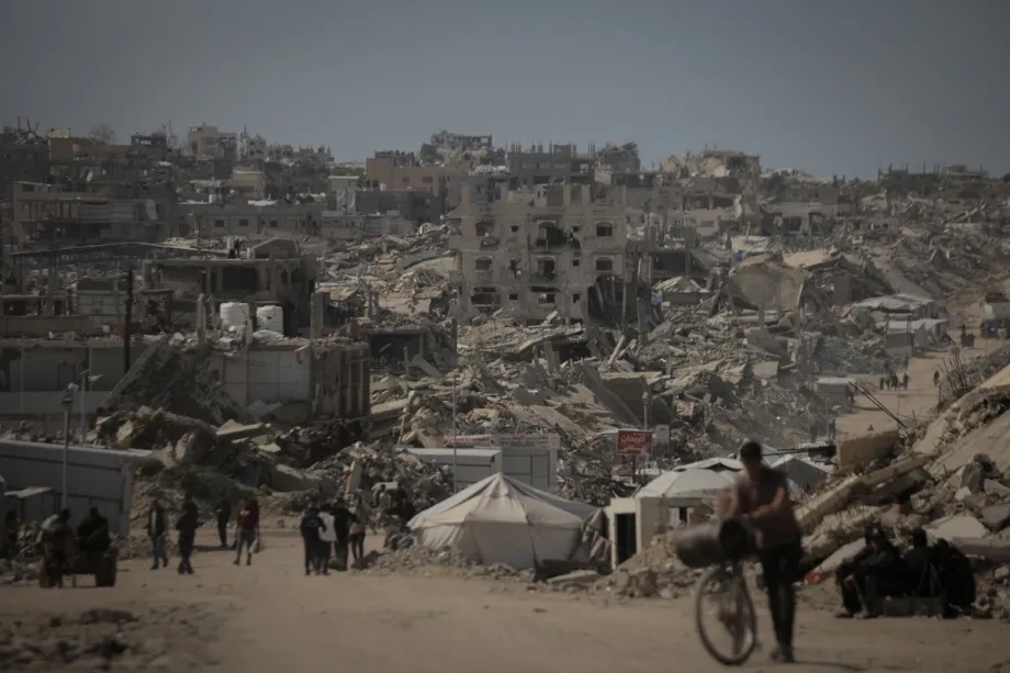 Thousands of Palestinians whose homes were destroyed by Israeli attacks struggle to survive in tents and temporary shelters under harsh conditions in the Jabalia area of northern Gaza, Palestine on March 31, 2026.