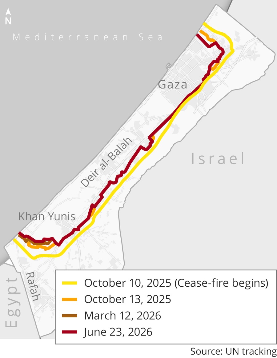 The extent of IDF control over Gaza since October 2025.