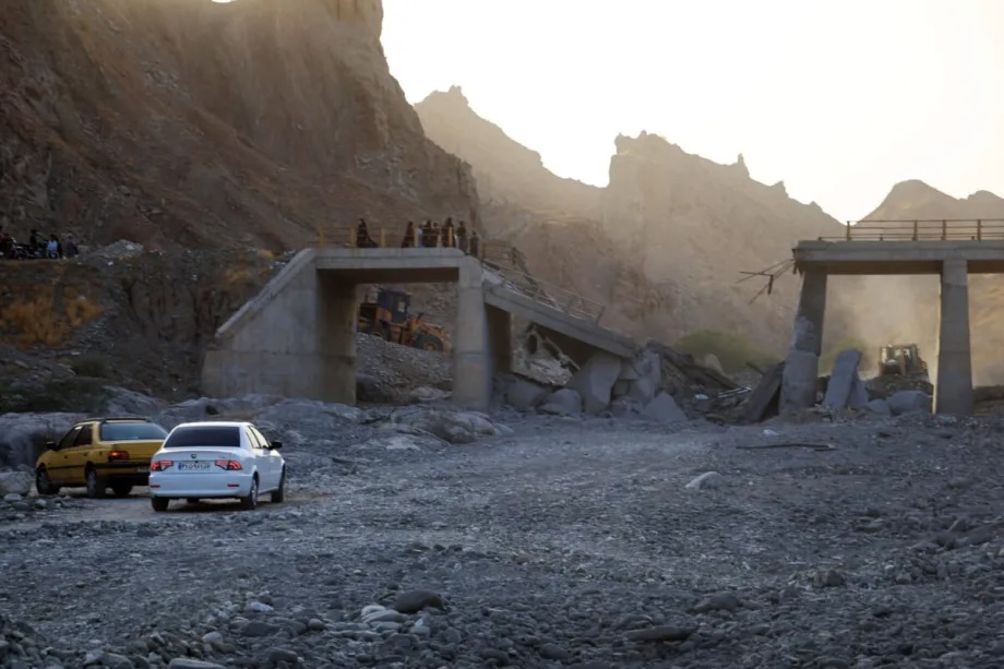A bridge connecting Bandar Abbas and Roudan regions, rendered unusable after a US strike, is seen in Iran’s Hormozgan province, where Iranian authorities said the United States carried out attacks on 95 locations across 12 cities over the past 10 days, on July 19, 2026.