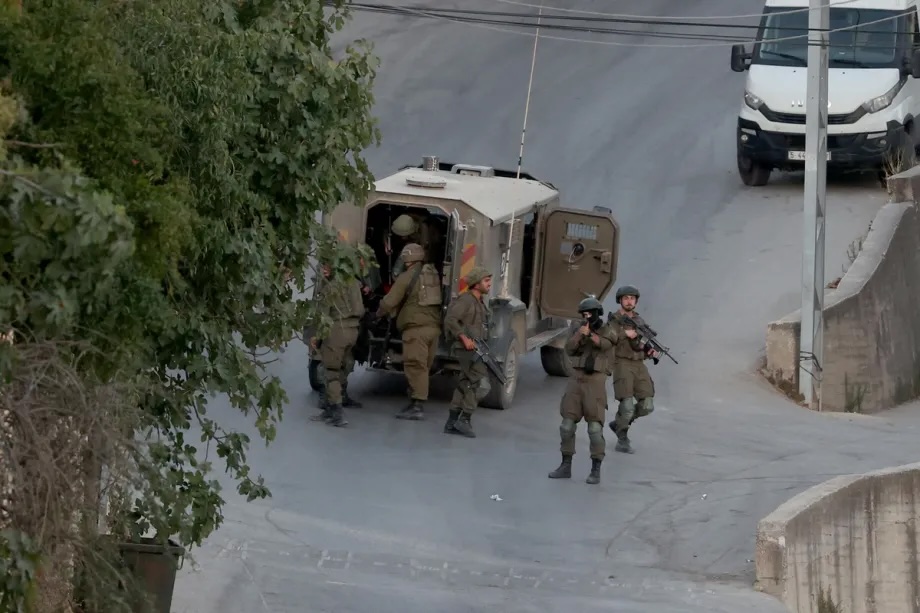 Israeli soldiers conduct a raid in Nablus, West Bank, Palestine on July 31, 2026.