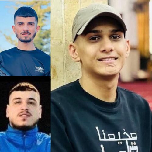 Qais Ibrahim Mohammad Al-Bitawi, 22, Basil Mohammad Ibrahim Turkman, 26, and Mu’min Mohammad Faris Jaradat, 22, all killed by Israeli forces on August 28, 2026