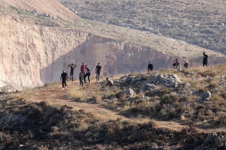 Israeli forces block and intervene against the Palestinians staging a march against Israel’s illegal settlements in the village of Deir Abu Mashal, near Ramallah, West Bank, Palestine on June 16, 2026.