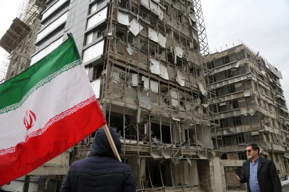 Severe damage is seen at Gandi Hospital in northern Tehran following US and Israeli joint strikes on Tehran, Iran on March 02, 2026.